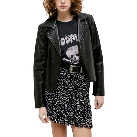 The Kooples Womens Short Skirt Black Daisy Dots Smocked 100% Viscose - Picture 2 of 14